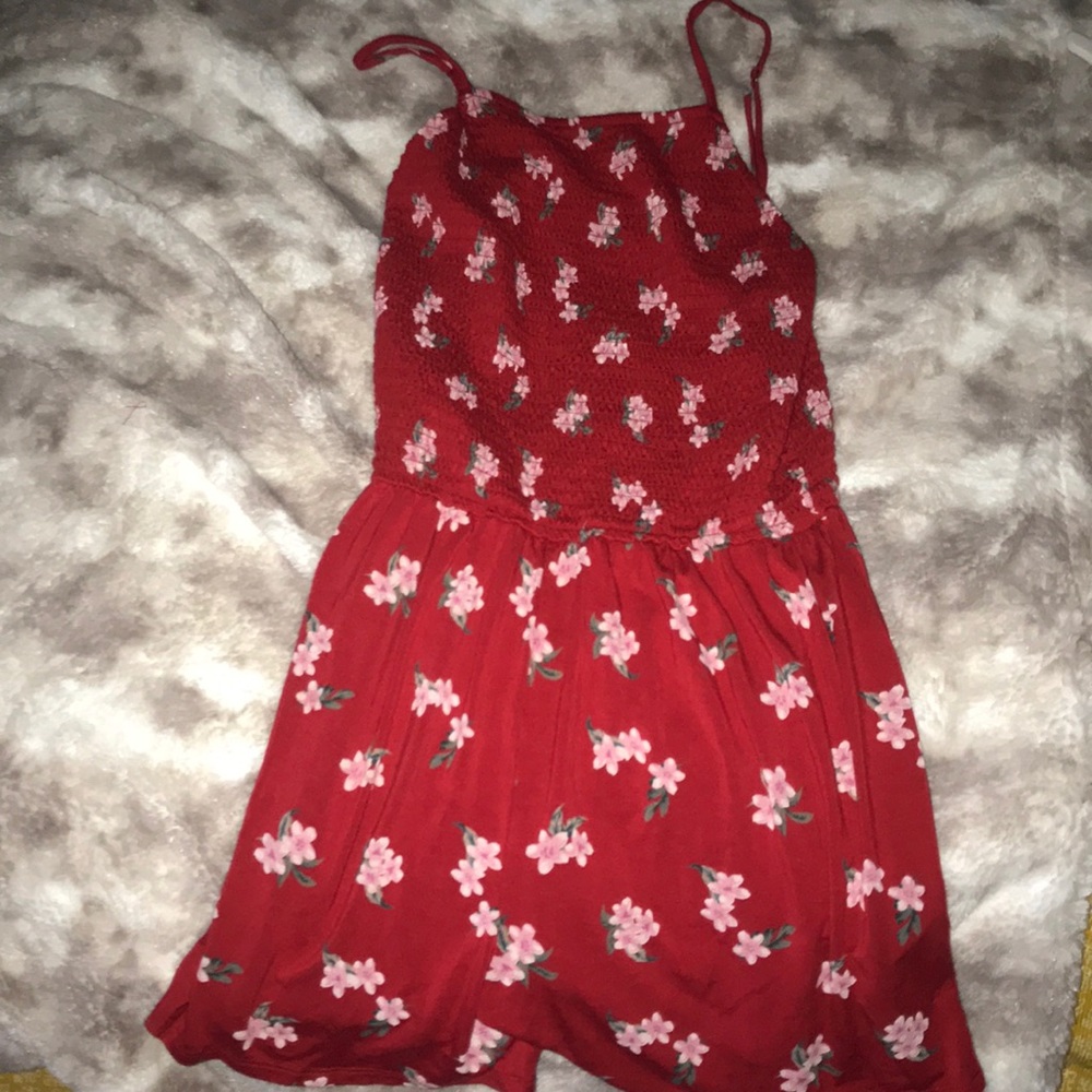 Floral red romper